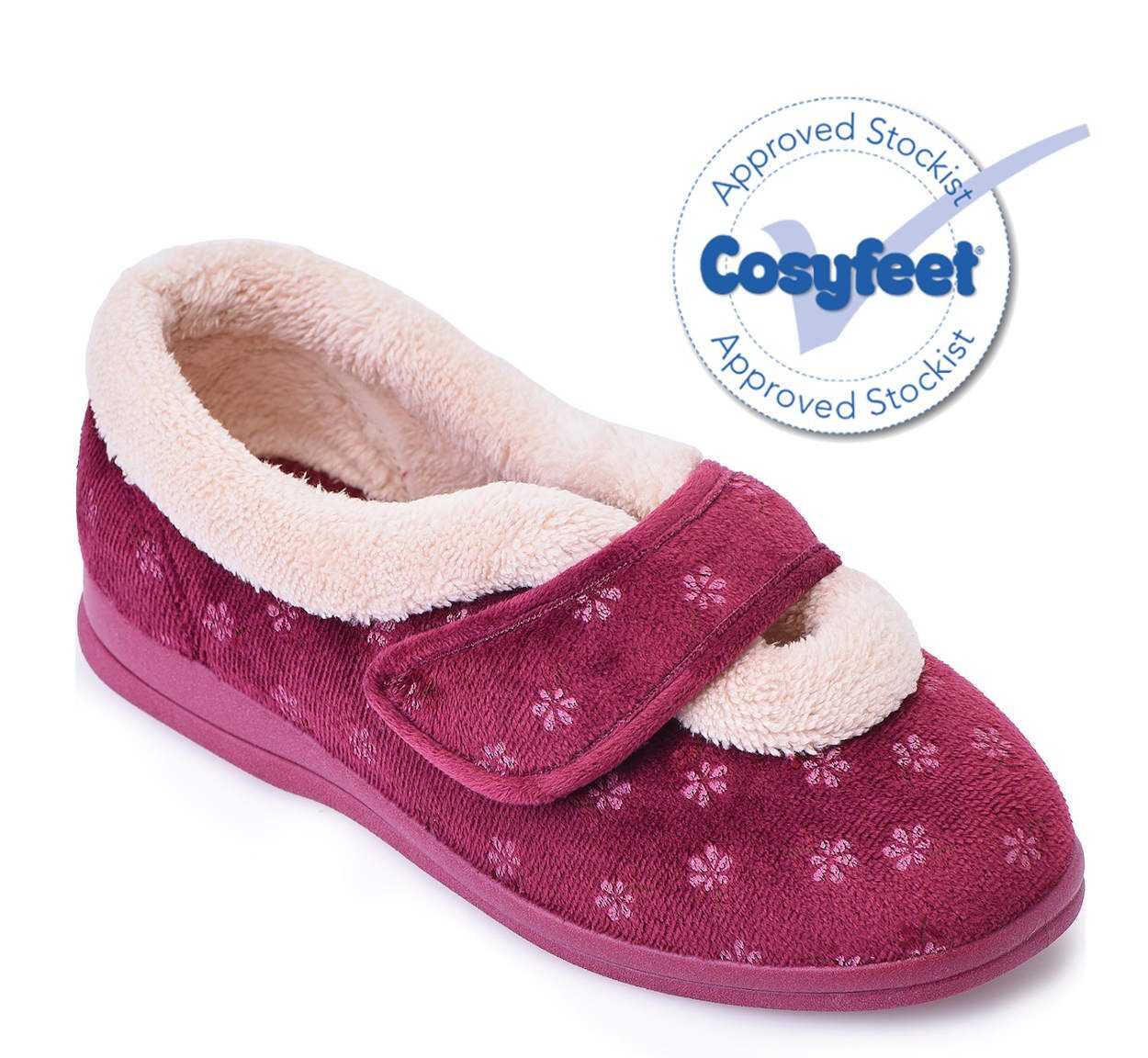 Cosyfeet - Snuggly Ladies Slippers Burgundy Floral - Rise